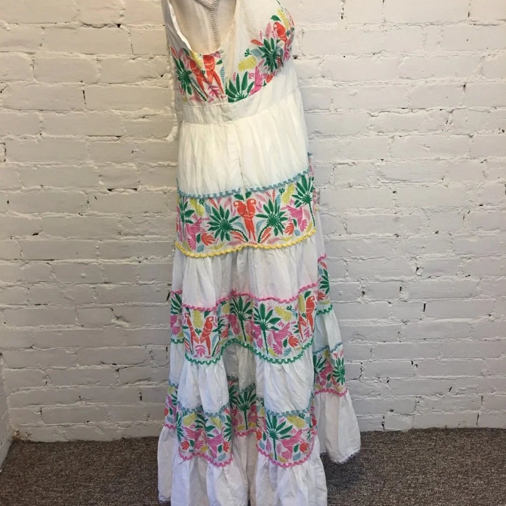 Boden Serena cotton tie neck maxi dress island print size 8 uk 12 - Picture 4 of 12